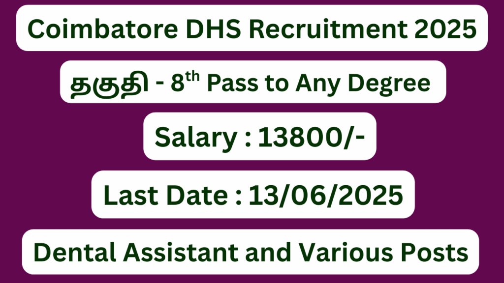 Coimbatore DHS Recruitment 2025; Apply for 30 Vacancies – Apply Now