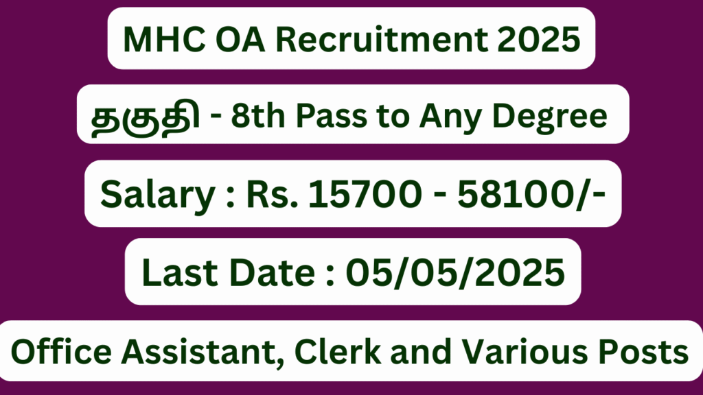 MHC Office Assistant Recruitment 2025; 439 Vacancies – Apply Now