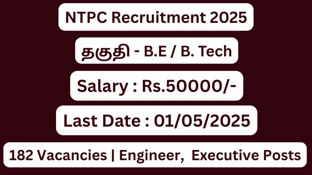 NTPC Recruitment 2025; 182 Vacancies – Apply Now
