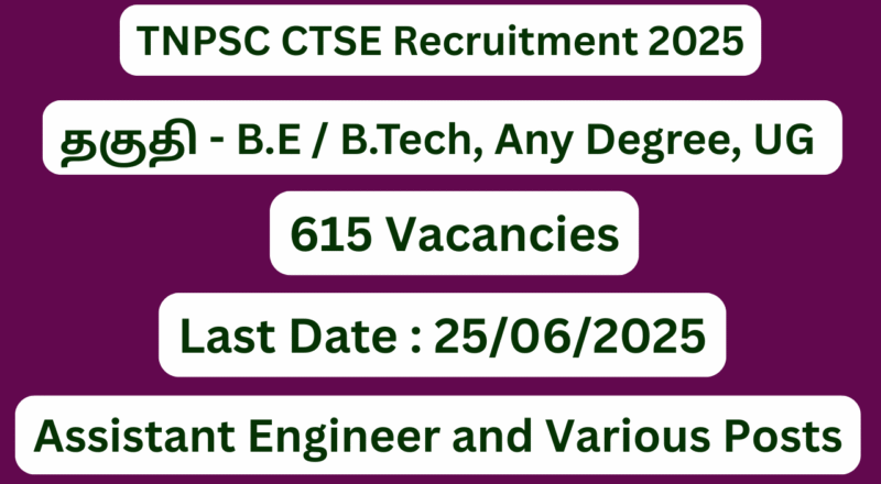 TNPSC CTSE Recruitment 2025; Apply for 615 Vacancies – Apply Now